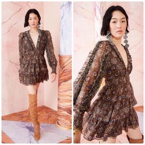 Ulla Johnson Brown Floral Mini Dress